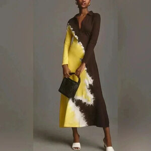 Bloni Anthropologie Tie Dye Tech Long Sleeve Knit Midi Dress $178 XS Extra Small